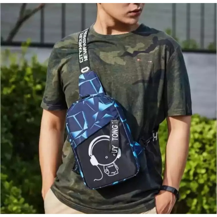 PTM - Waistbag Pria Loreng Terbaru