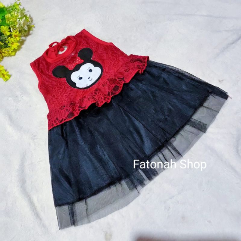 Dress anak cewek lucu 1 2 tahun tutu hitam baju anak perempuan ( tsum-tsum)