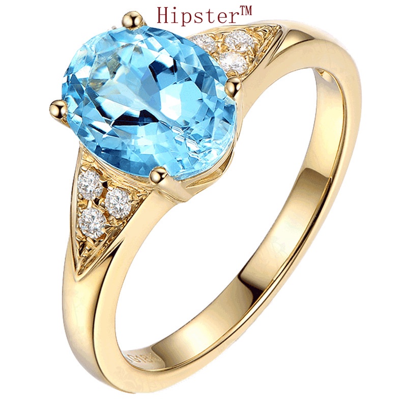 New Hot Sale Fashion Elegant Graceful Aquamarine Micro-Inlaid Zircon Adjustable Ring