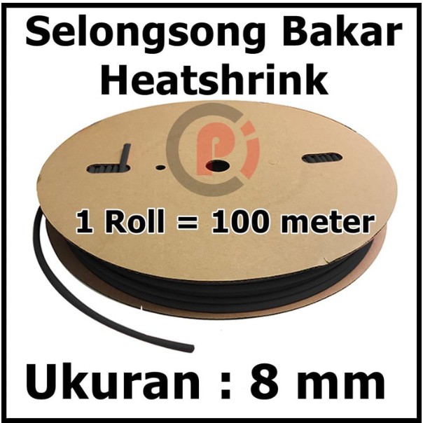 Per Roll Selang Bakar 8mm Tube Heat Shrink Heatshrink Selongsong 100m