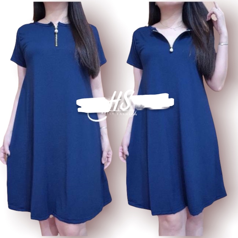 DRESS ZIPPER POLOS /BAHAN SPANDEK SOFT/DRESS OVERSIZE/DRESS BUSUI/BUMIL