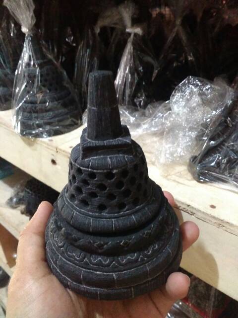 (BISA COD) Miniatur Stupa Candi Borobudur Ukuran Kecil - Batu Hitam Asli - DEKORASI Souvenir Jogja