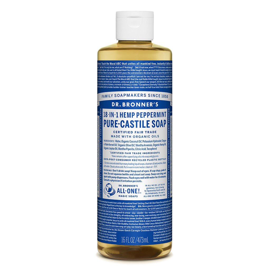 Dr. Bronner's Peppermint Pure Castile Soap 473 ml (Organic Soap)