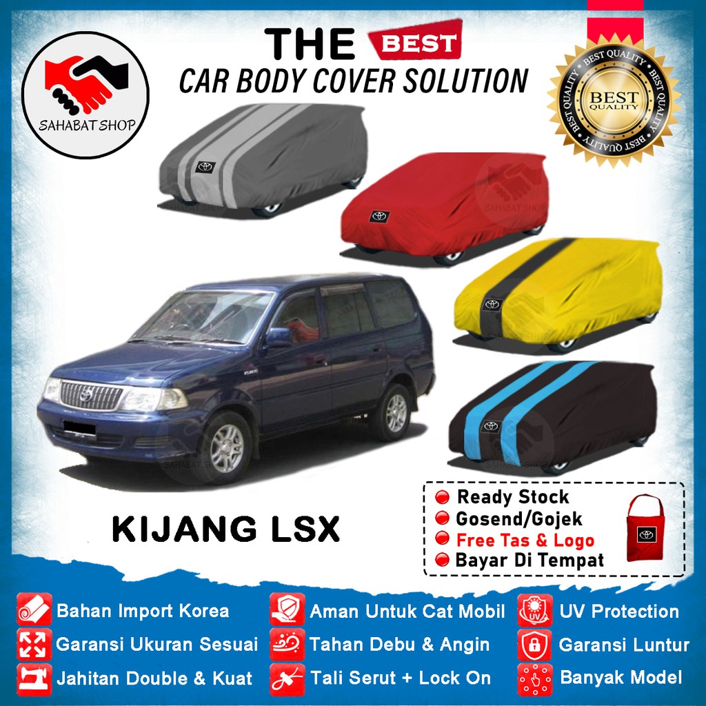 Sahabat Body Cover Mobil Kijang /  Penutup Sarung Mobil Kijang LSX Outdoor 1997 1998 1999 2000 2001 2002 2003 2004 / Tutup Mantel Selimut Mantol Jas Pelindung Terpal Kerudung Kelambu Bungkus Kerodong Mobil Anti Air Waterproof Model Biru