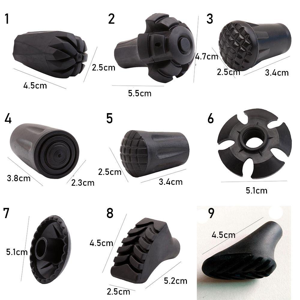 Chookyy 1/2pcs Trekking Poles Pelindung Panas Dapat Disesuaikan Teleskopik 9gaya Pole Replacement Tips