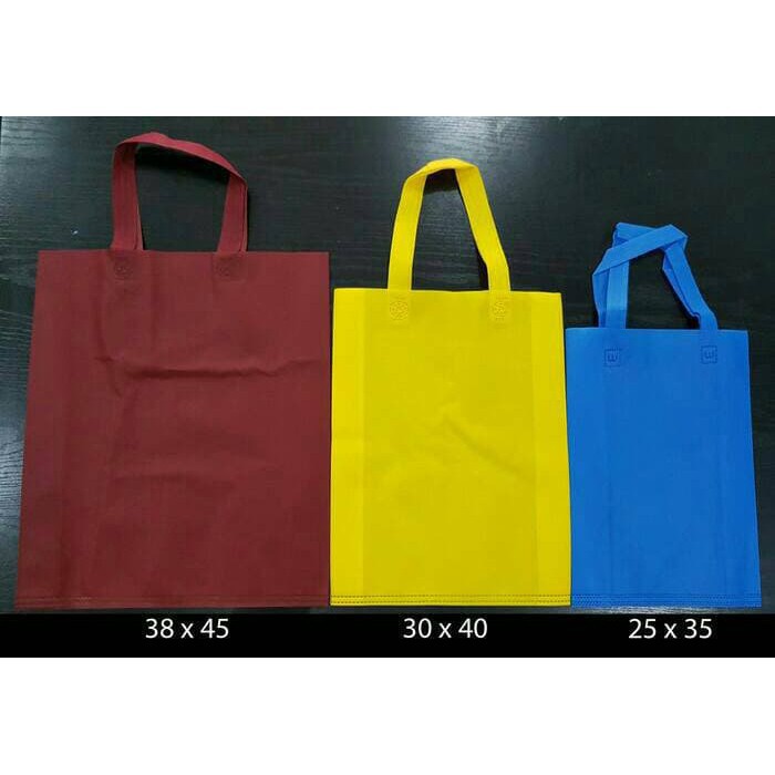 Tas Spunbond Tali Handle 25x35x8 / Goodie Bag / Tas Kantong Kain Polos Hajat Souvenir Tebal