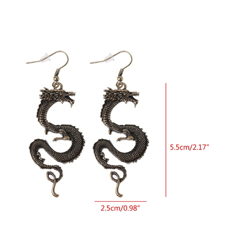 SIY  Vintage Bronze Firery Dragon Hook Earrings Dragon Totem Drop Earrings Jewelry