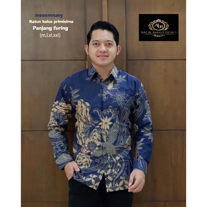 MESEM NAVI NAVY Atasan Kemeja Batik Pria PREMIUM Lengan Panjang Katun Halus Lapis FURING MARTOWIRO Dewa wangsa Prastowo Proboseto kuning Rajaswa Jayanegara Mahesa Hanung Kencono Bondowoso Joglo ungu Suket Segoro Astaguna  mahkota