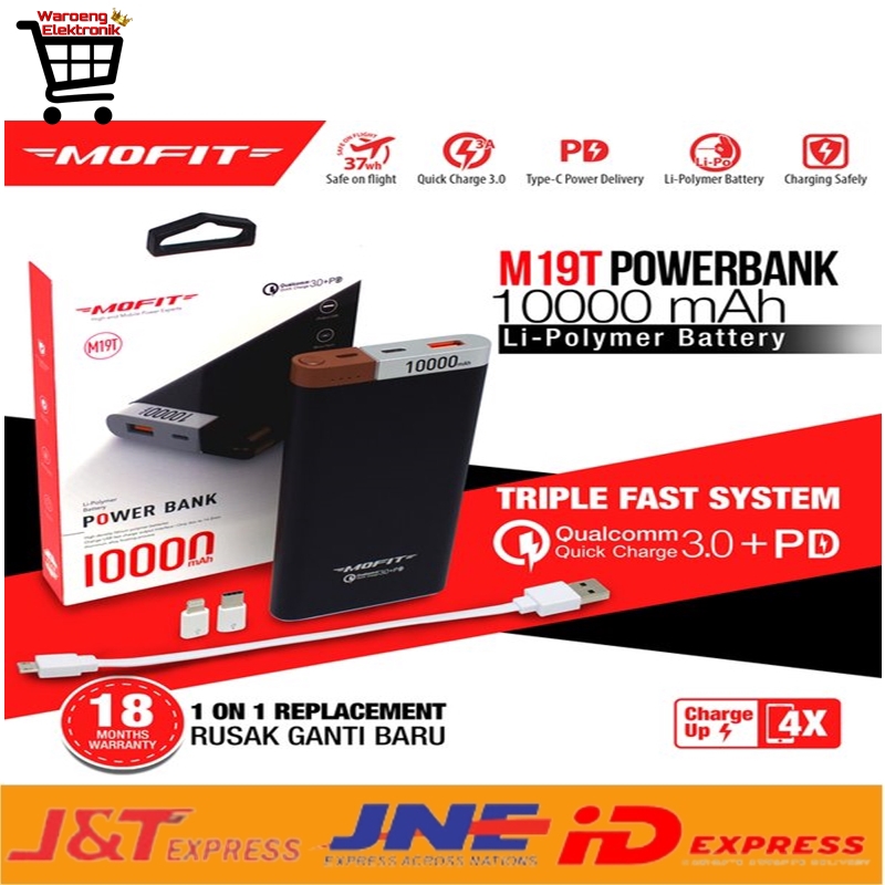Powerbank mofit M19 10000mah fasT charging 3.0 REAL CAPACITY