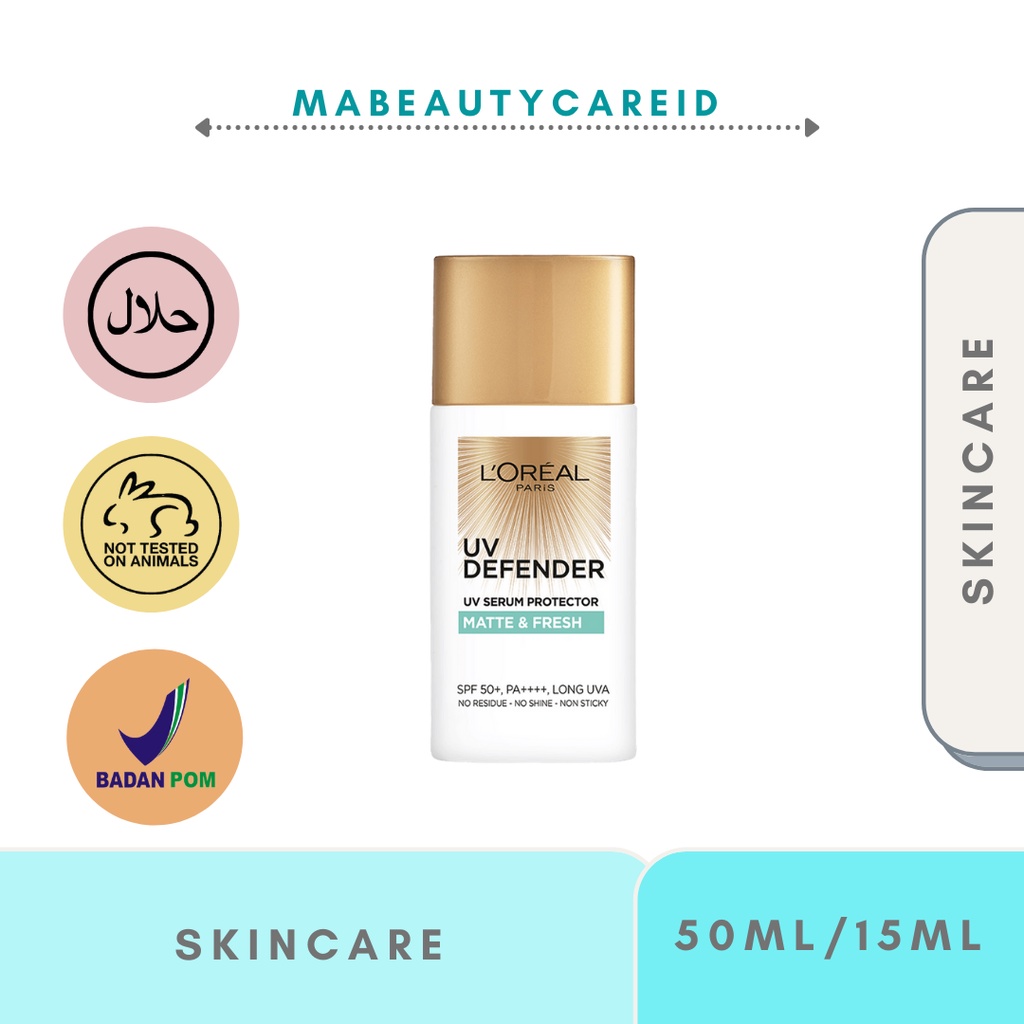 LOREAL PARIS UV Defender UV Serum Protector Matte & Fresh 15 ML/ 50 ML Sunscreen/ Suncream