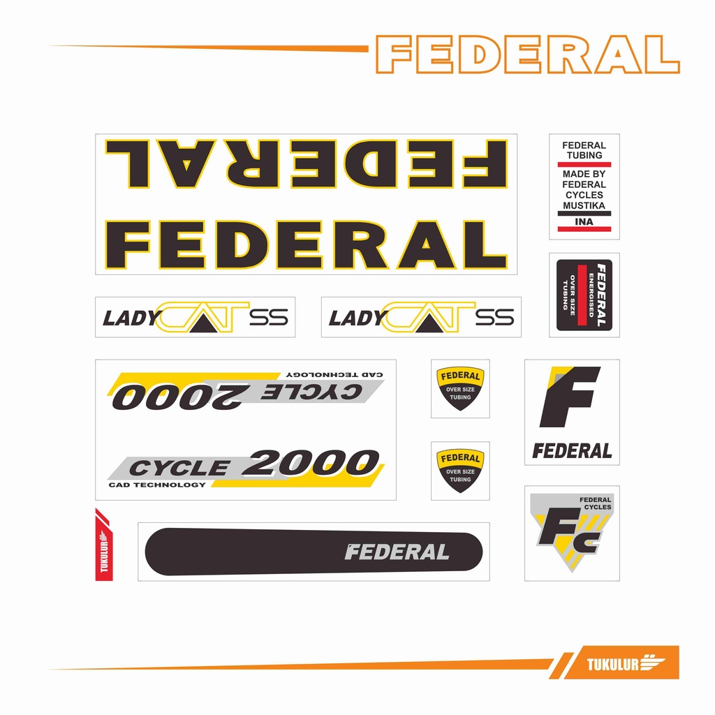 STIKER DECAL SEPEDA FEDERAL LADY CAT MODEL 1