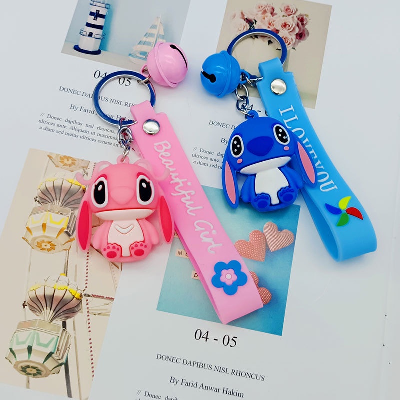 2022 Gantungan Kunci Boneka Anime Disney Lilo and Stitch Warna Biru / Pink