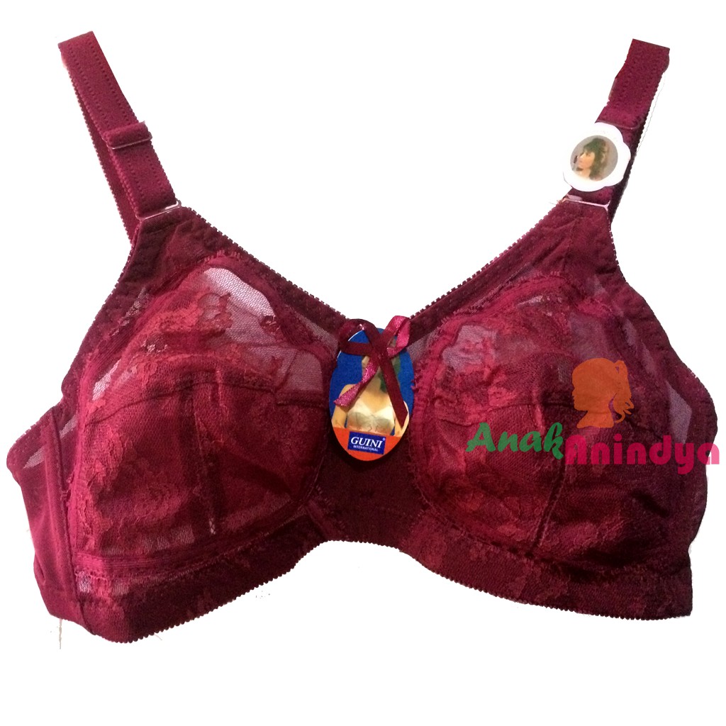 Bra BH Guini 408 Tanpa Busa Tanpa Kawat | Bra Brukat Transparan Bra Ibu Ibu Size Jumbo Cup B