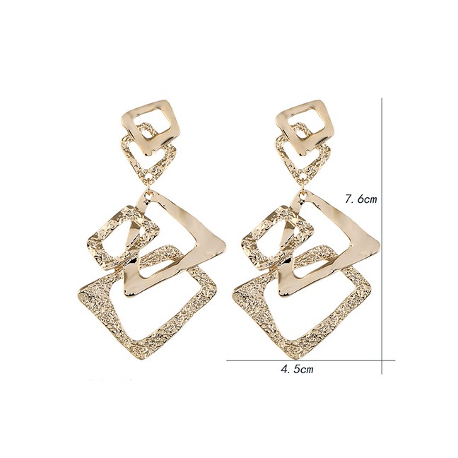 LRC Anting Tusuk Fashion Yellow Geometric Alloy Earrings F61252