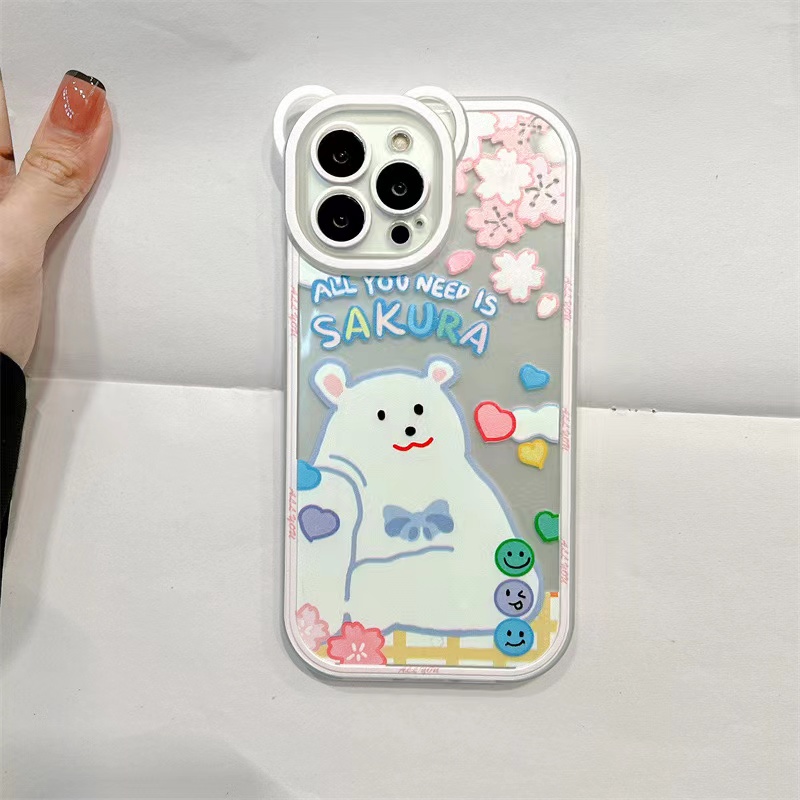 Soft Case Silikon TPU Transparan Motif Beruang Untuk iPhone 13 12 Pro Max Mini 11 XS XR X 8 7 6S Plus SE 2020