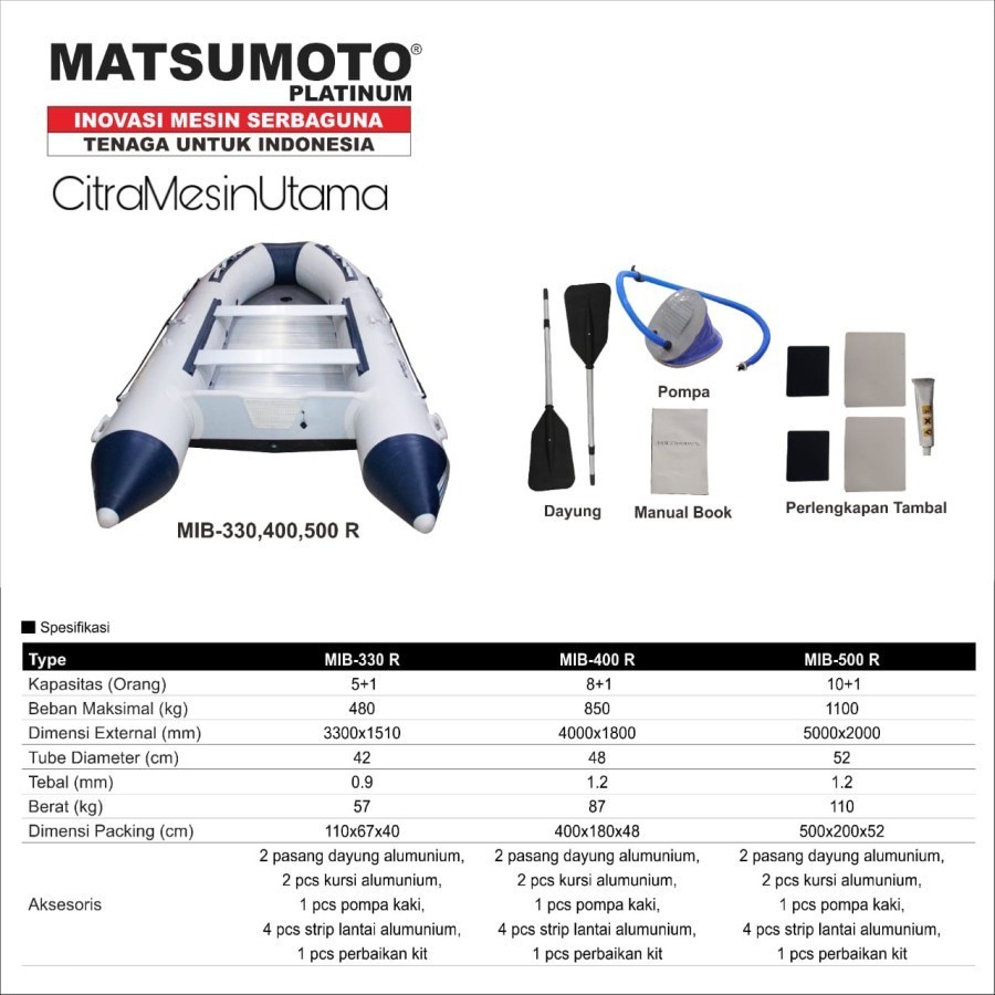 Perahu Karet Mancing Matsumoto MIB-330 R Inflatable Boat 5 - 6 Orang