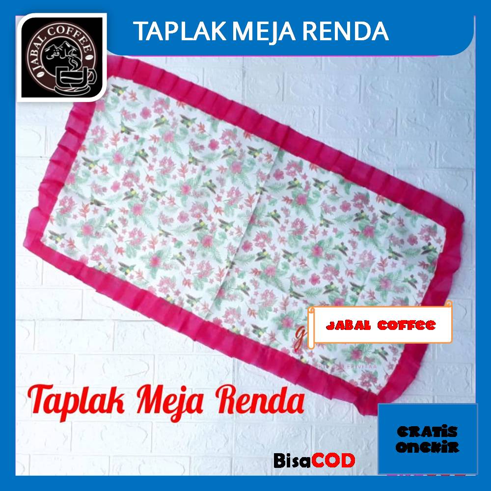 Taplak Meja Tamu Rumbai / Taplak Meja Motif Bunga 45 Gram 11