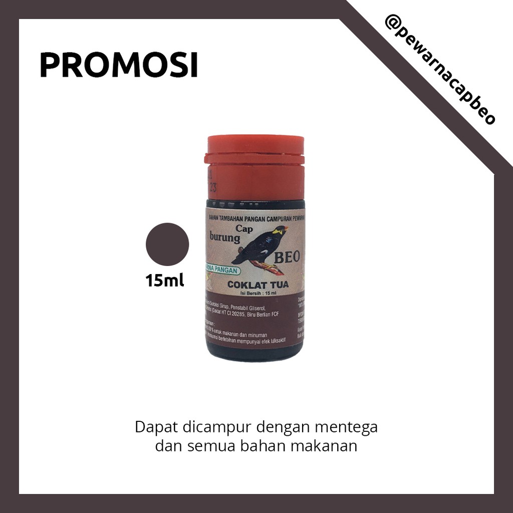 

PEWARNA MAKANAN MURAH Warna Coklat Tua 15ml Cap Beo