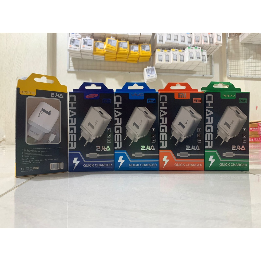 Tc CASAN Travel Charger Brand A85 1Usb 2.4A Samsung packing + MIKA