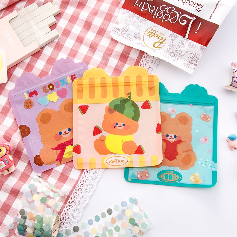 5pcs / Pak Kantong Plastik Ziplock Motif Kelinci Lucu Anti Lembab Untuk Permen / Biskuit / Cookies / Perhiasan