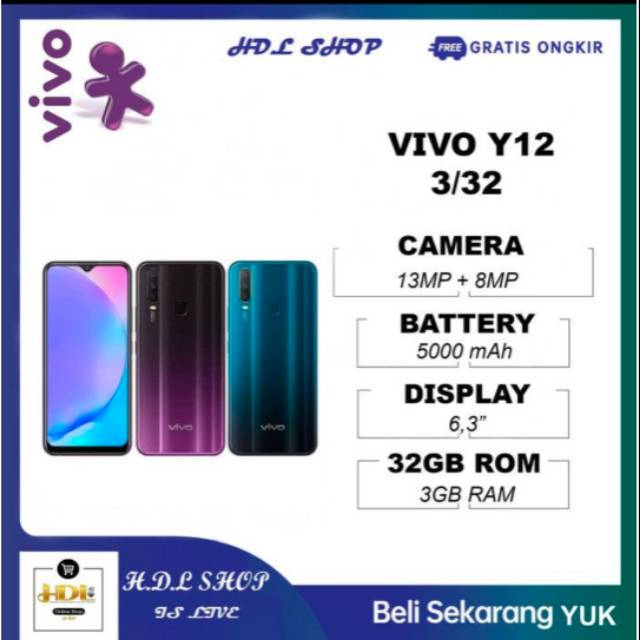 Vivo Y12 3 32 3gb Ram 32gb Rom Garansi Resmi Shopee Indonesia