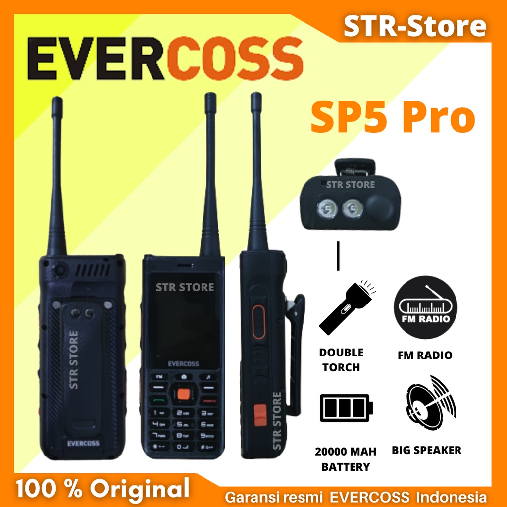 EVERCOSS SP5 PRO HP GUNUNG SINYAL KUAT HP BATERAI 20000 MAH HANDPHONE