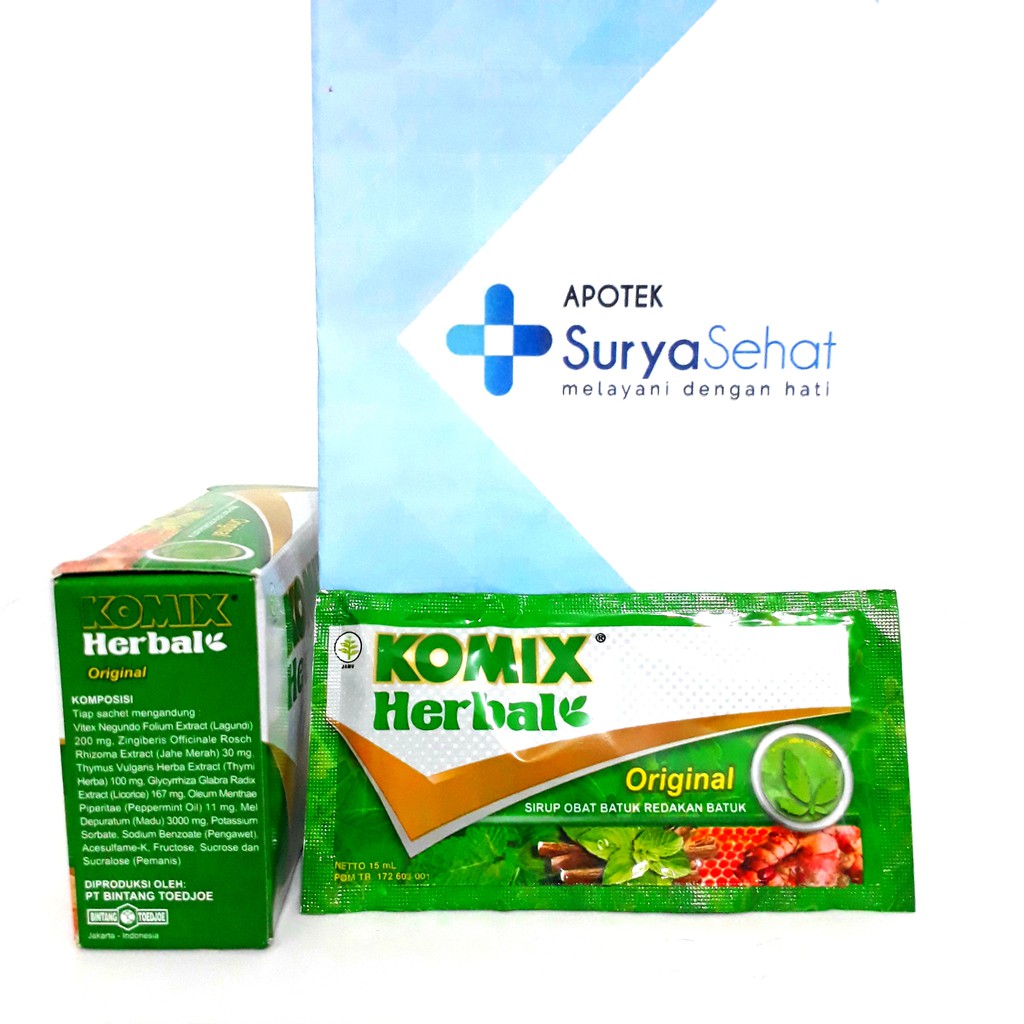 KOMIX HERBAL 1 sachet @ 15 ml Original - Obat Batuk Herbal - Apotek Surya Sehat