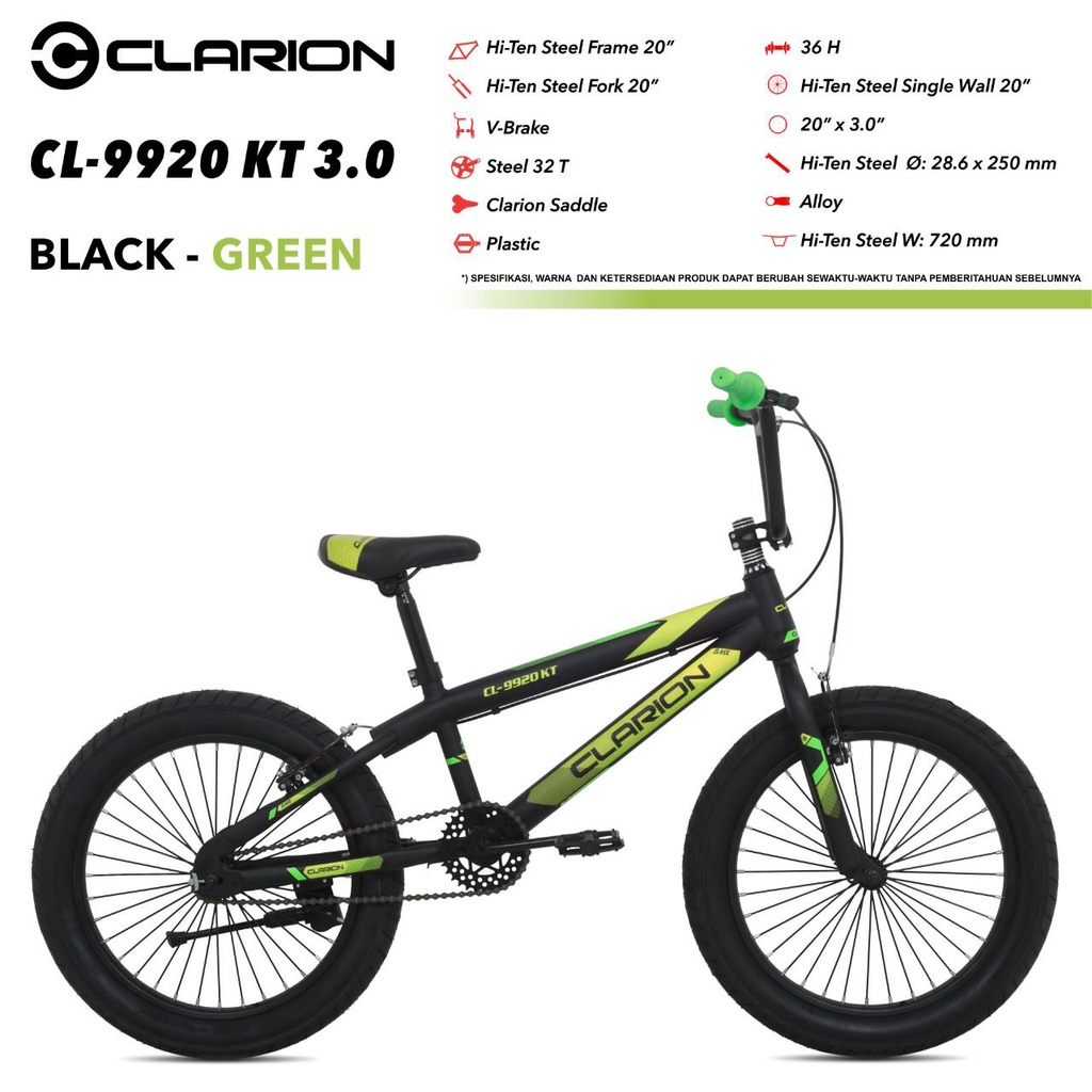 PROMO !!! Sepeda Anak BMX 20 Inch Murah CLARION CL-9920 KT New Steel Hi-Ten Ban Jumbo 3.0