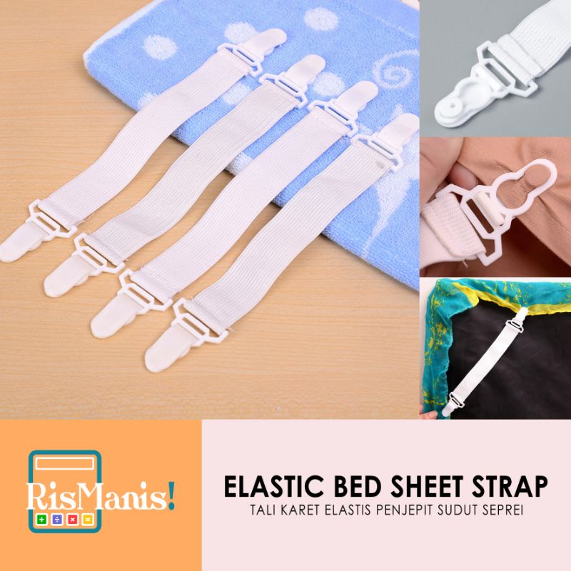 ELASTIC BED SHEET STRAP - 1 pcs Tali Karet Nilon Elastis Pengikat Sudut Sprei Bed Cover Gesper Penjepit Ujung Kain Spring Bed Tempat Tidur Pengencang Penahan Sarung Kasur Kamar