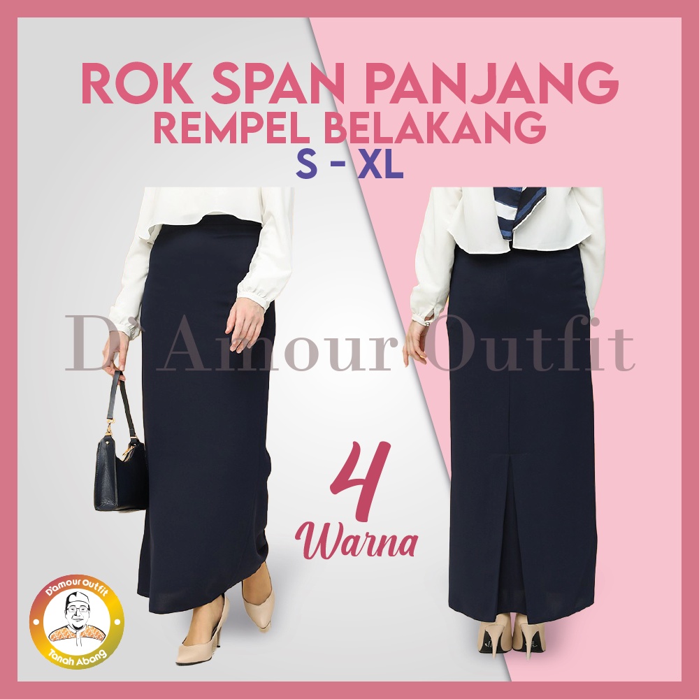 Rok Span Panjang Rempel Belakang Wanita Formal Pakaian Kantoran Long Skirt Rampel Perempuan Kantor Polos Androk Bawahan Setelan Jas Blazer Blezer Kerja Cewek Dewasa Anak Highwaist Pendek Korean Style Jumbo Big Size Mini Plisket Line A Premium Cewe Set 7/8