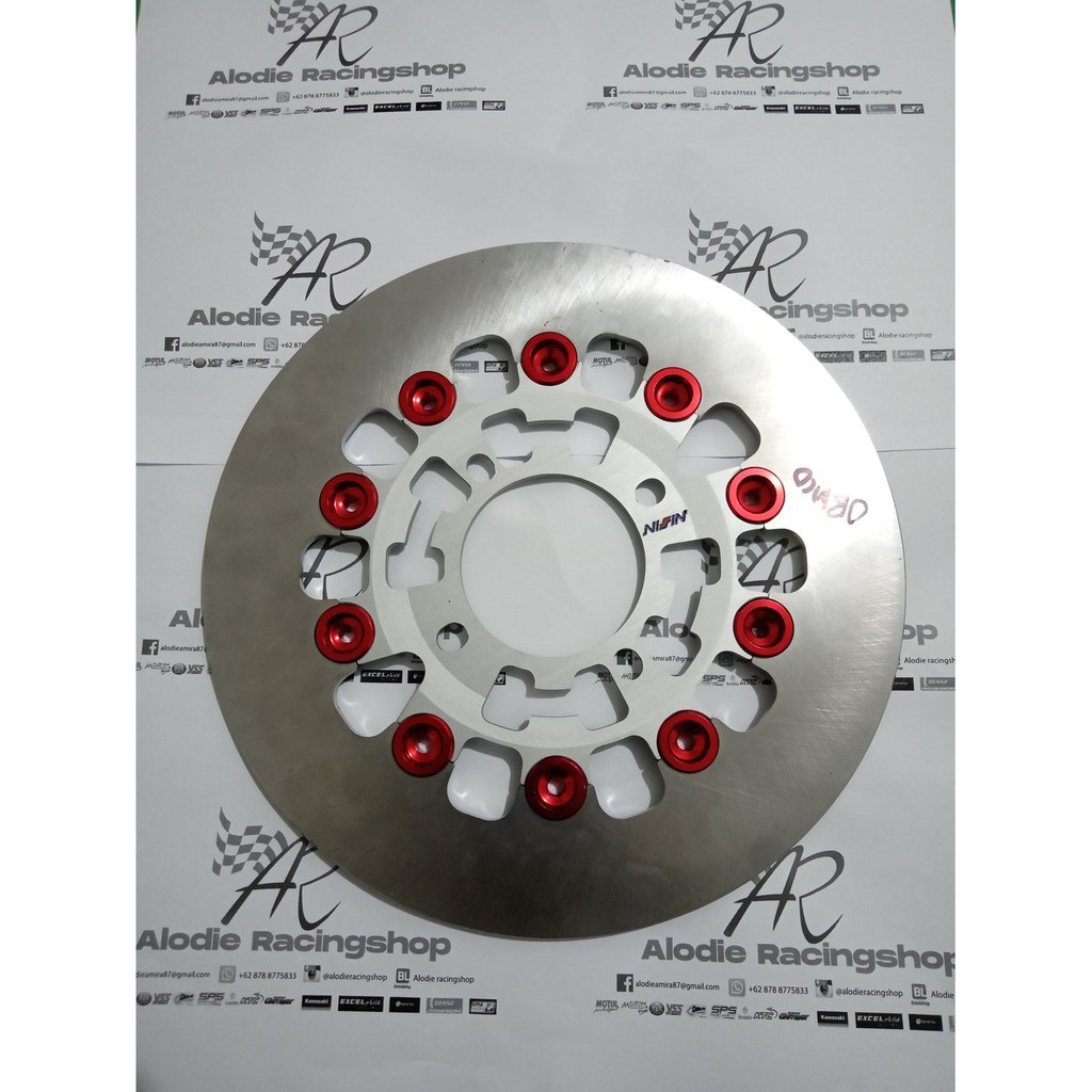 Disk depan nissin buta old silver red size 220 - disk Nissin but