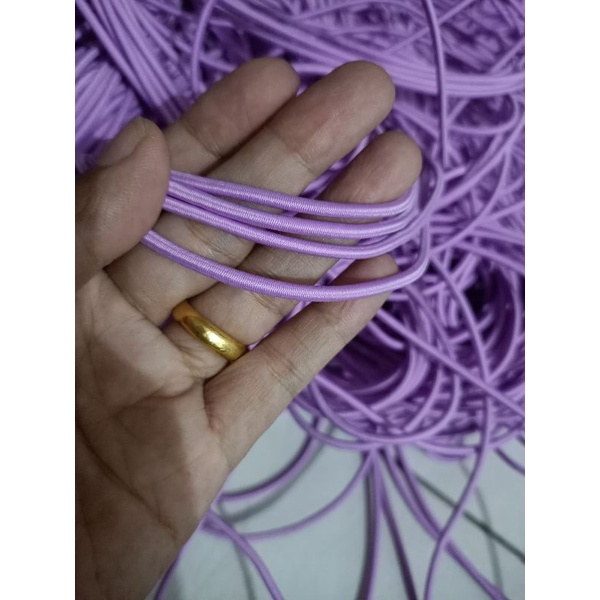 tali bulat elastis tali string elastis/tali karet bulat  3mm 13 warna( permeter)-Lilac