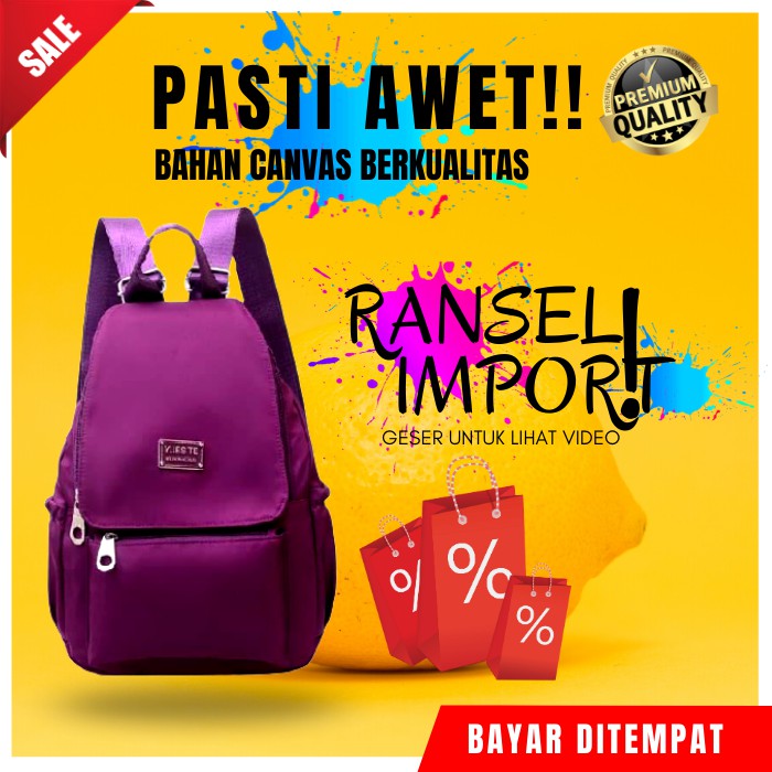 TAS RANSEL IMPORT MURAH UNISEX TAS WANITA TAS PRIA ORIGINAL RANSEL KANVAS TERBARU