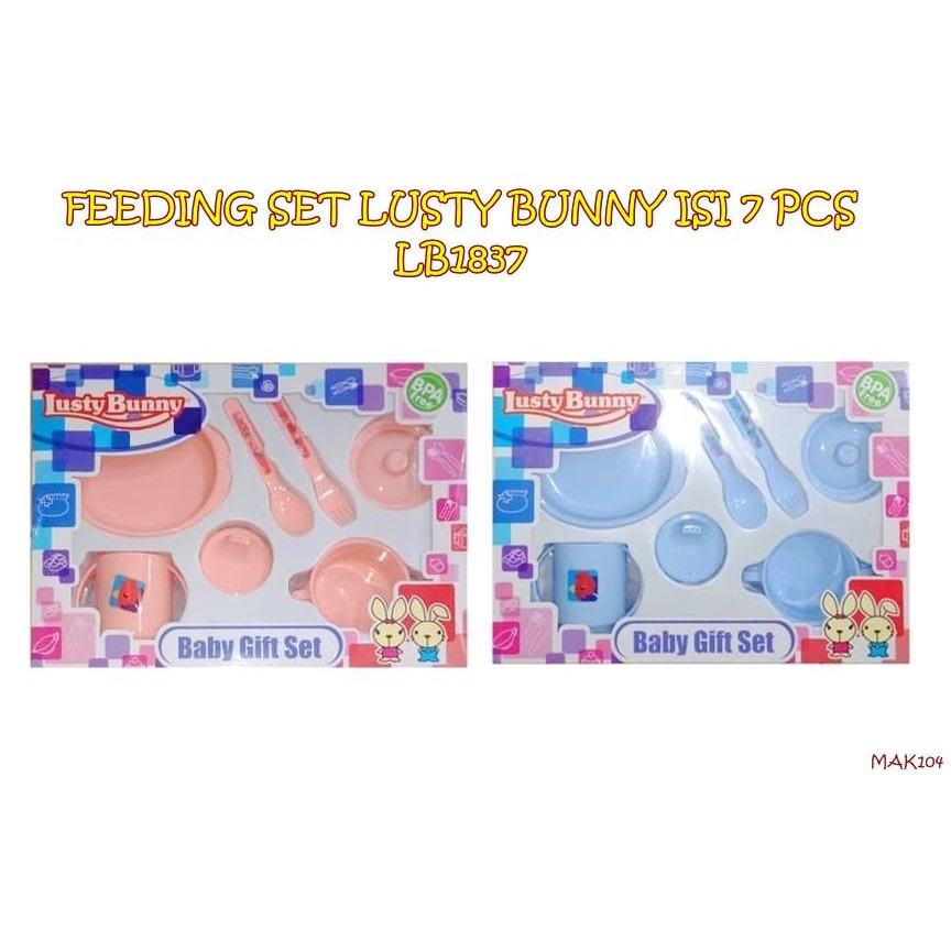 MAK104 FEEDING SET LUSTY BUNNY ISI 7 PCS LB1837 PERLENGKAPAN MAKAN BAYI