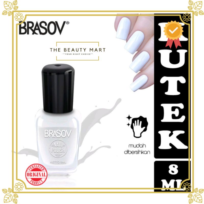 BRASOV Nail Polish White | Cat Kuku Putih | Kutek Putih Susu