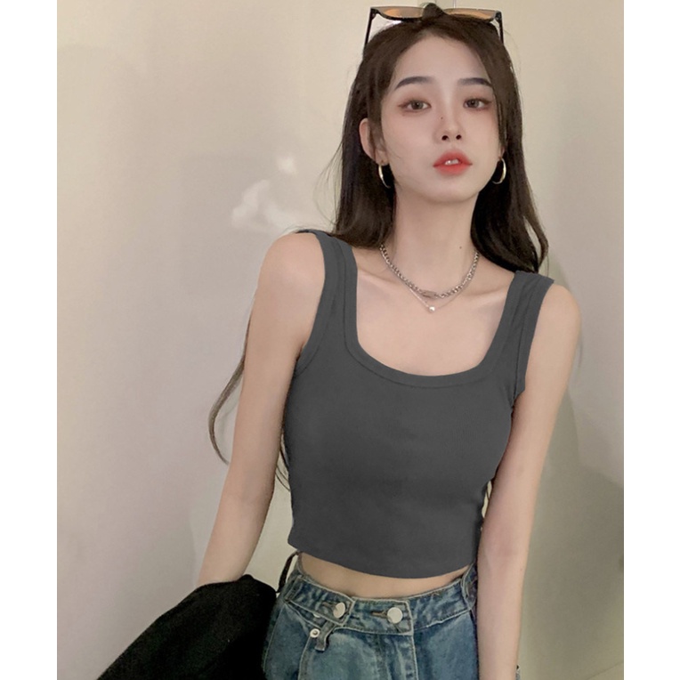 RSB BR277 Tanktop Crop Wanita Pakaian Atasan Olahraga Wanita Singlet Cup Tanktop Basic Elastis Bahan Premium