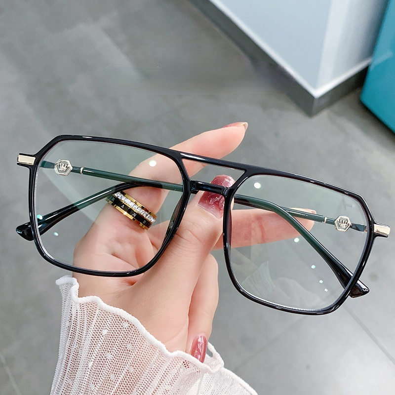 (YUZHU) COD New Fashion Anti Blue Light Oversized Frame Kacamata Lensa yang Dapat Diganti