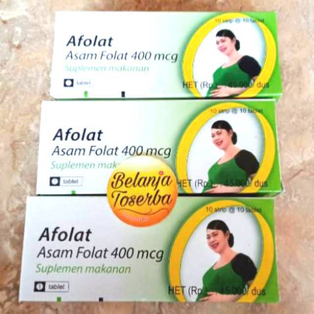 1 Box (100 tablet) Afolat Asam Folat Promil 400mcg - Vitamin Program Hamil dan Menyusui