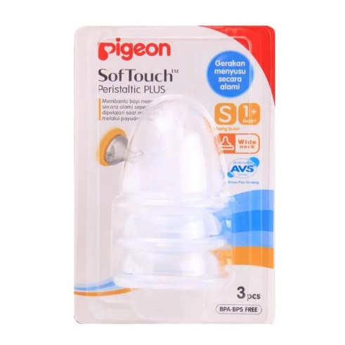 Pigeon Softouch Peristaltic Plus Nipple S isi 3 pcs Wide Neck