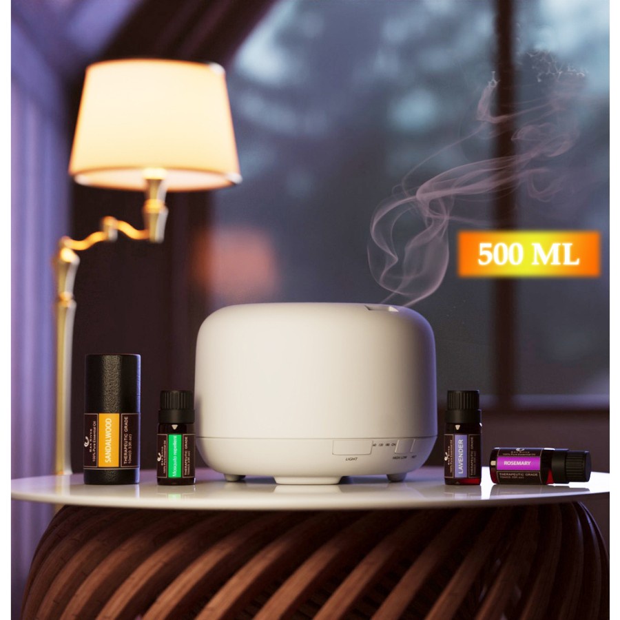 [COD] Ready Stok Ultrasonic aromaterapi Diffuser Humidifier 500ml Air Purifier Dengan Remote Pengatur &amp; Lampu LED