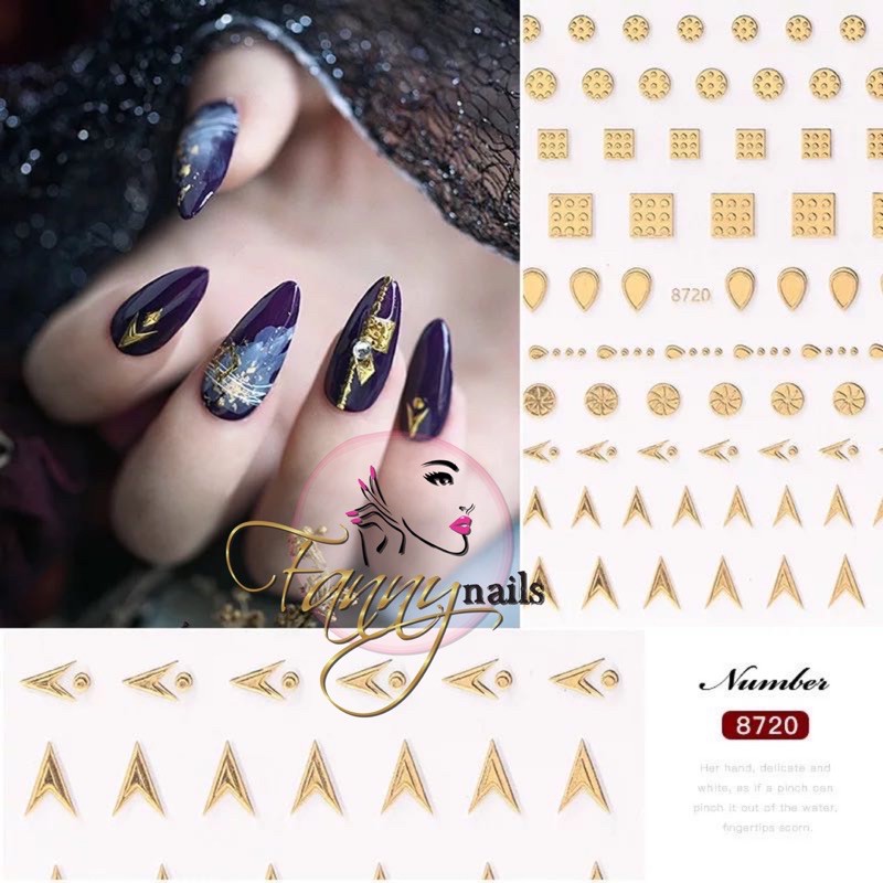 Sticker metal gold hardware / stiker acc gold nail art wheel metal gold