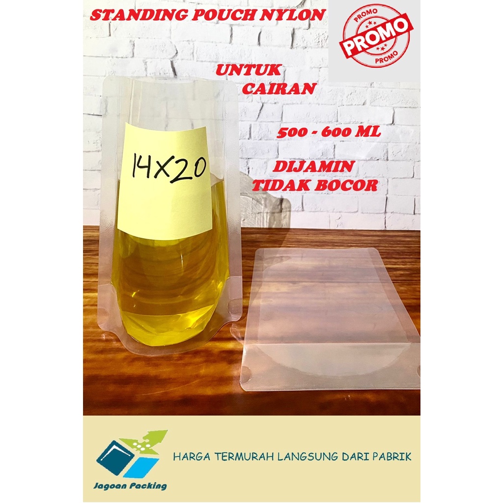 STANDING POUCH NYLON UNTUK CAIRAN/LIQUID NON ZIPLOCK 14 CM X 22 CM