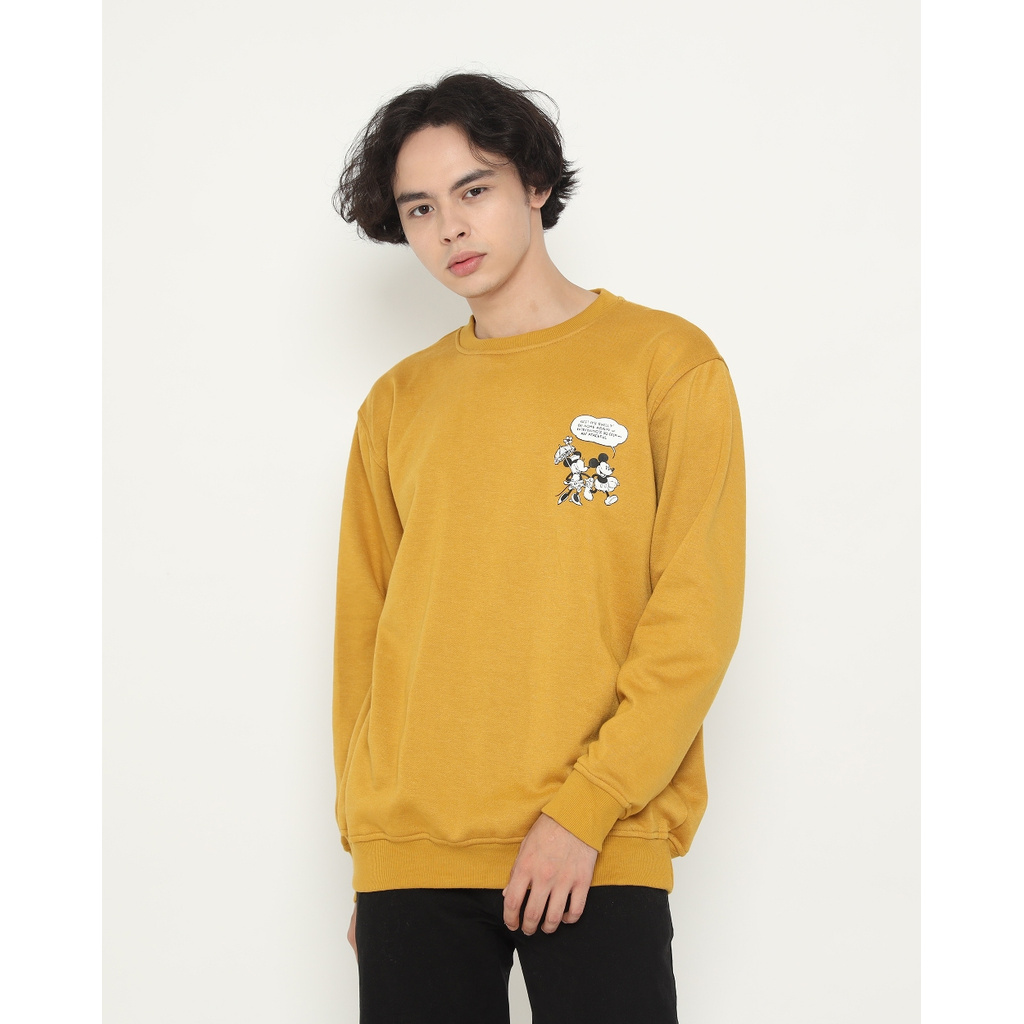 Baju Kaos Jacket Hoodie Flanel Disney | Erigo Sweatshirt Mickey Vibes Mustard Original Keren