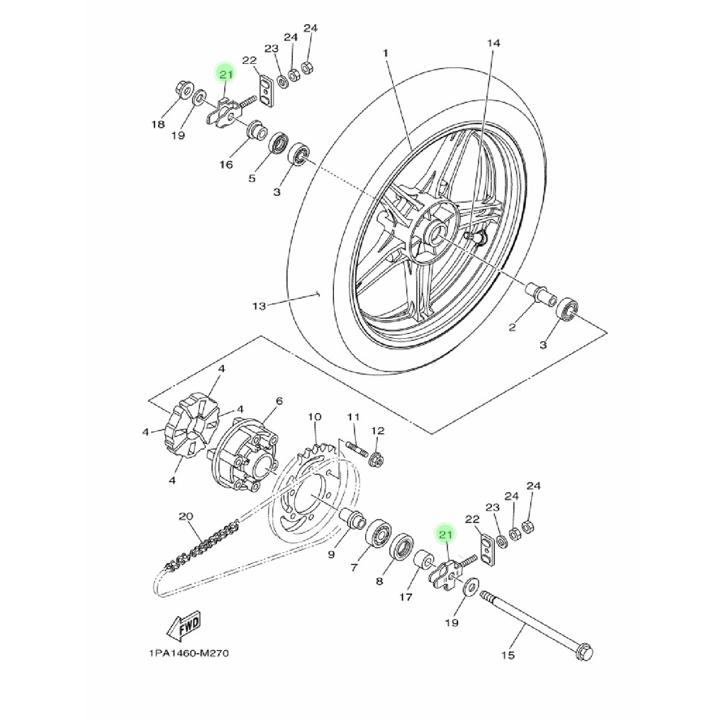 PULLER CHAIN ANTING STELAN SETELAN RANTAI RANTE VIXION NEW BK8 NVL NVA ORIGINAL YGP 1PA-F5388-00