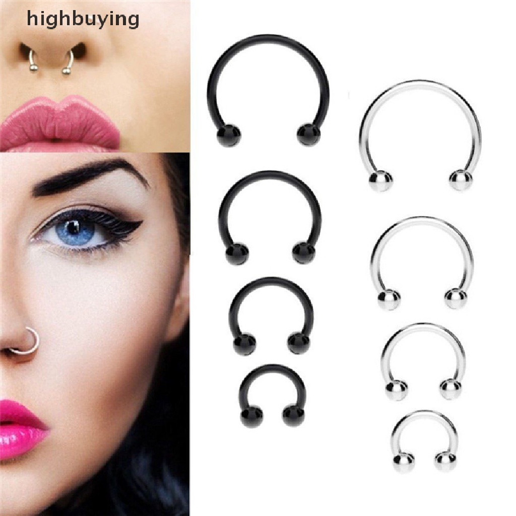 Hbid 10PCS Anting Tindik Hidung / Bibir / Telinga Bentuk Tapal Kuda Bahan Stainless Steel