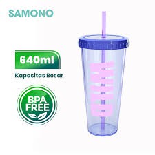 Tumbler Botol Minum 640ml Transparent Straw Cup Samono SC001