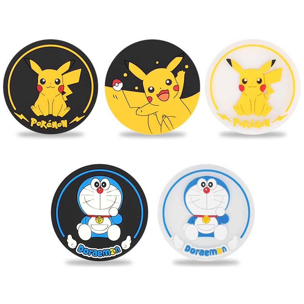 Rebuy Pikachu Cup Pad Anti Slip Kawaii POKEMON Ornamen Mobil Transparan Cup Holder Water Cup Slot Pad