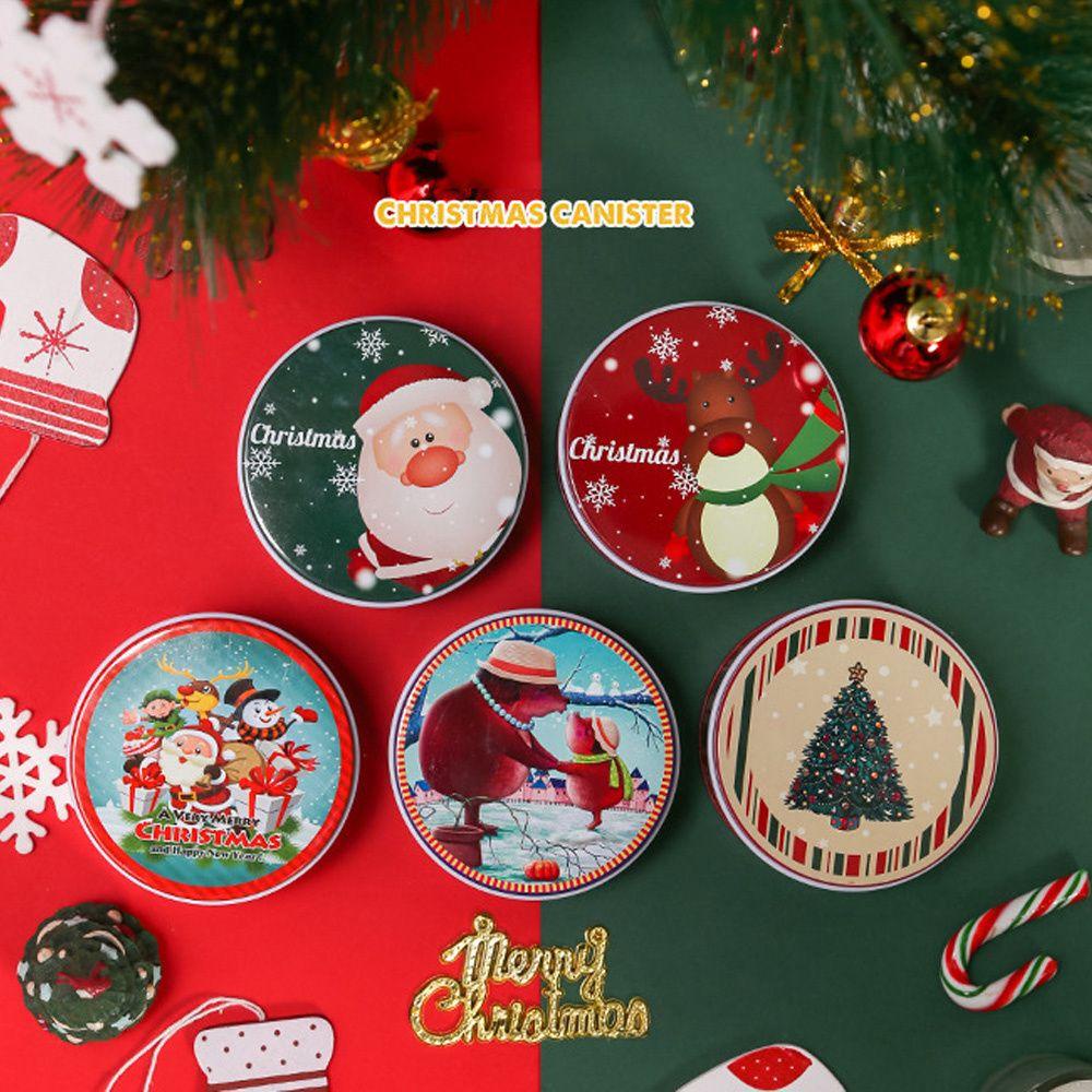 R-flower Christmas Tin Gift Box Xmas Candy Dengan Tutup Wadah Penyimpanan