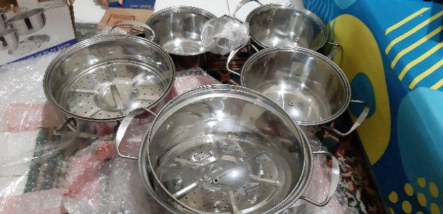 Panci Set Highpot Steamer Stainles Stel 12pcs