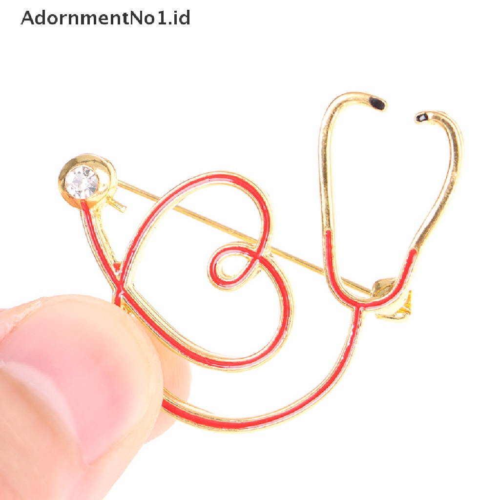 (AdornmentNo1) 1pc Bros Pin Bentuk Stetoskop Elektrokardiogram / Hati Untuk Dokter